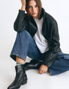 Embossed cowboy ankle boot