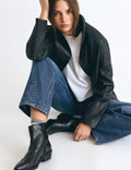 Embossed cowboy ankle boot