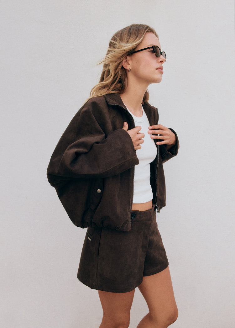 Suede-effect puffer jacket