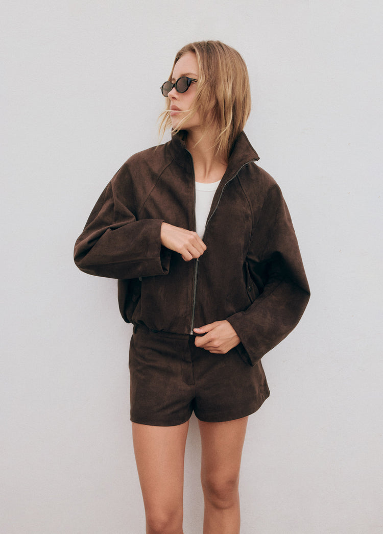 Suede-effect puffer jacket