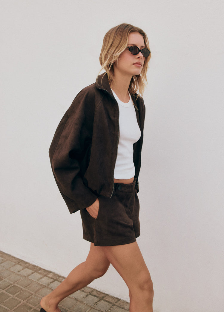 Suede-effect puffer jacket