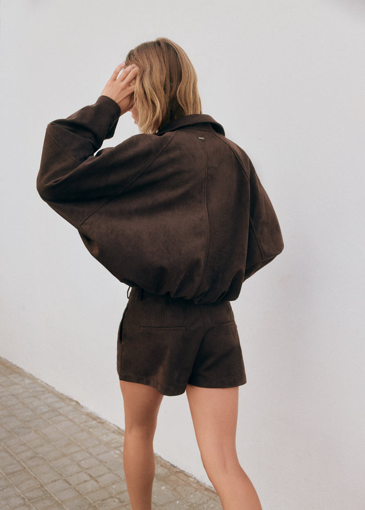 Suede-effect puffer jacket