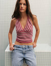 Top en maille halter rayures