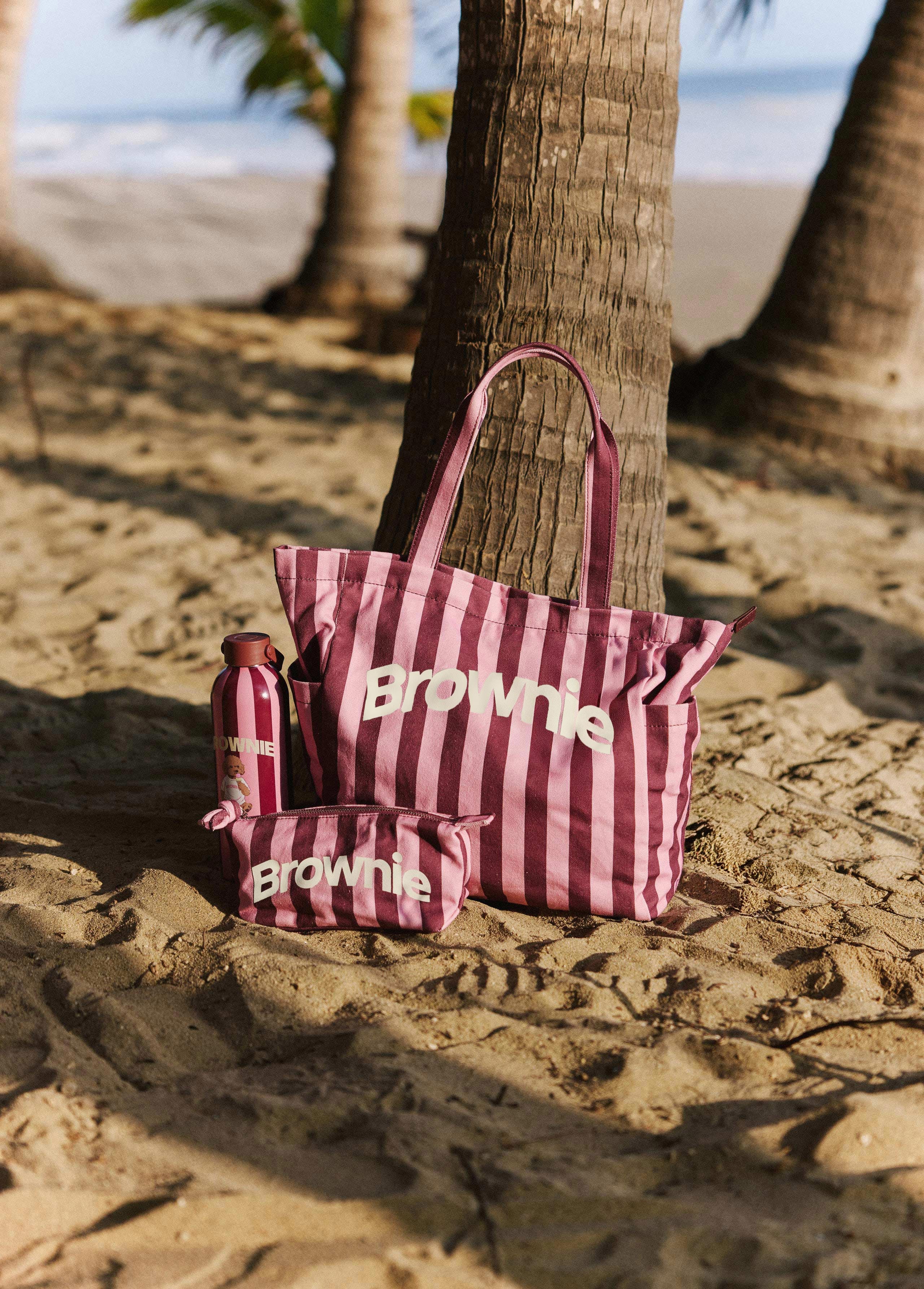 Canvas shopper bag with stripes