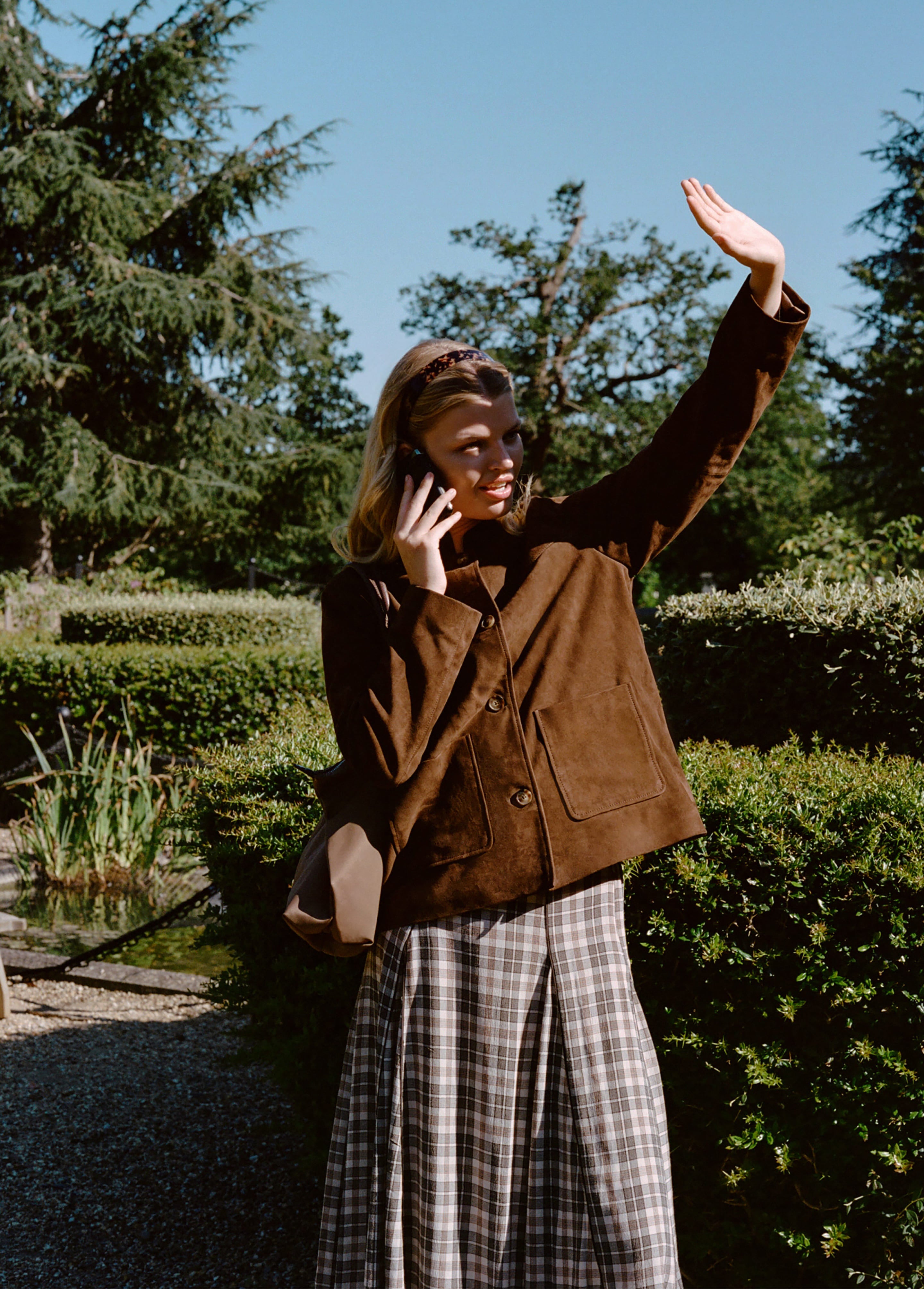 Veste en cuir à col Mao