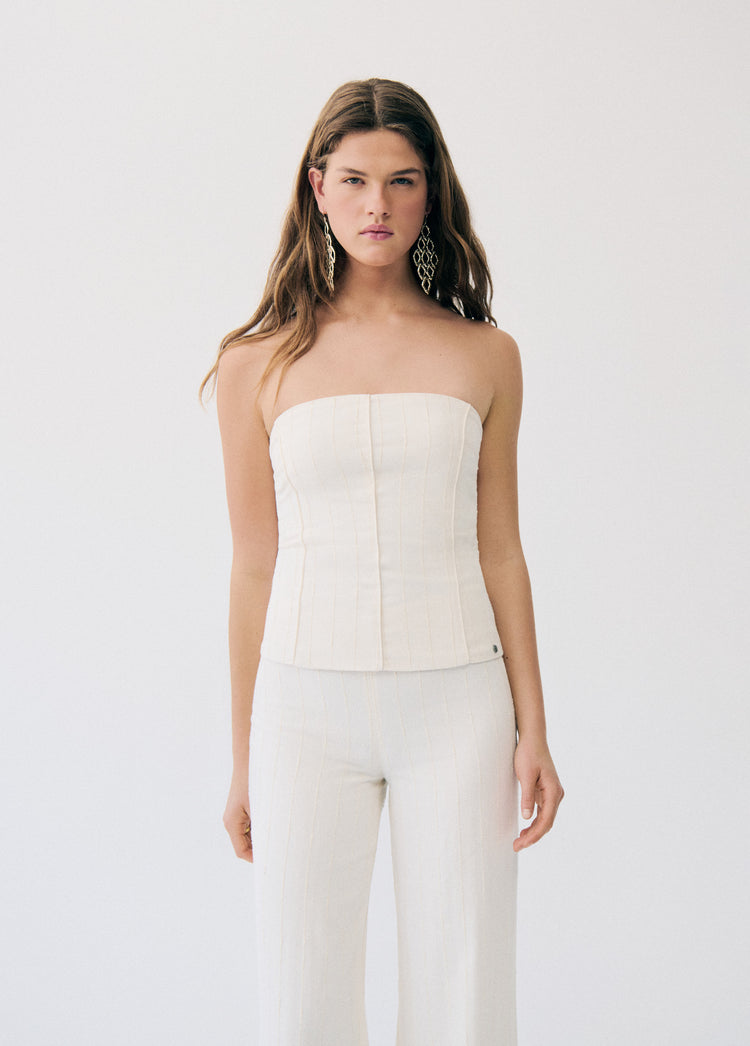 Low-rise textured knit pants