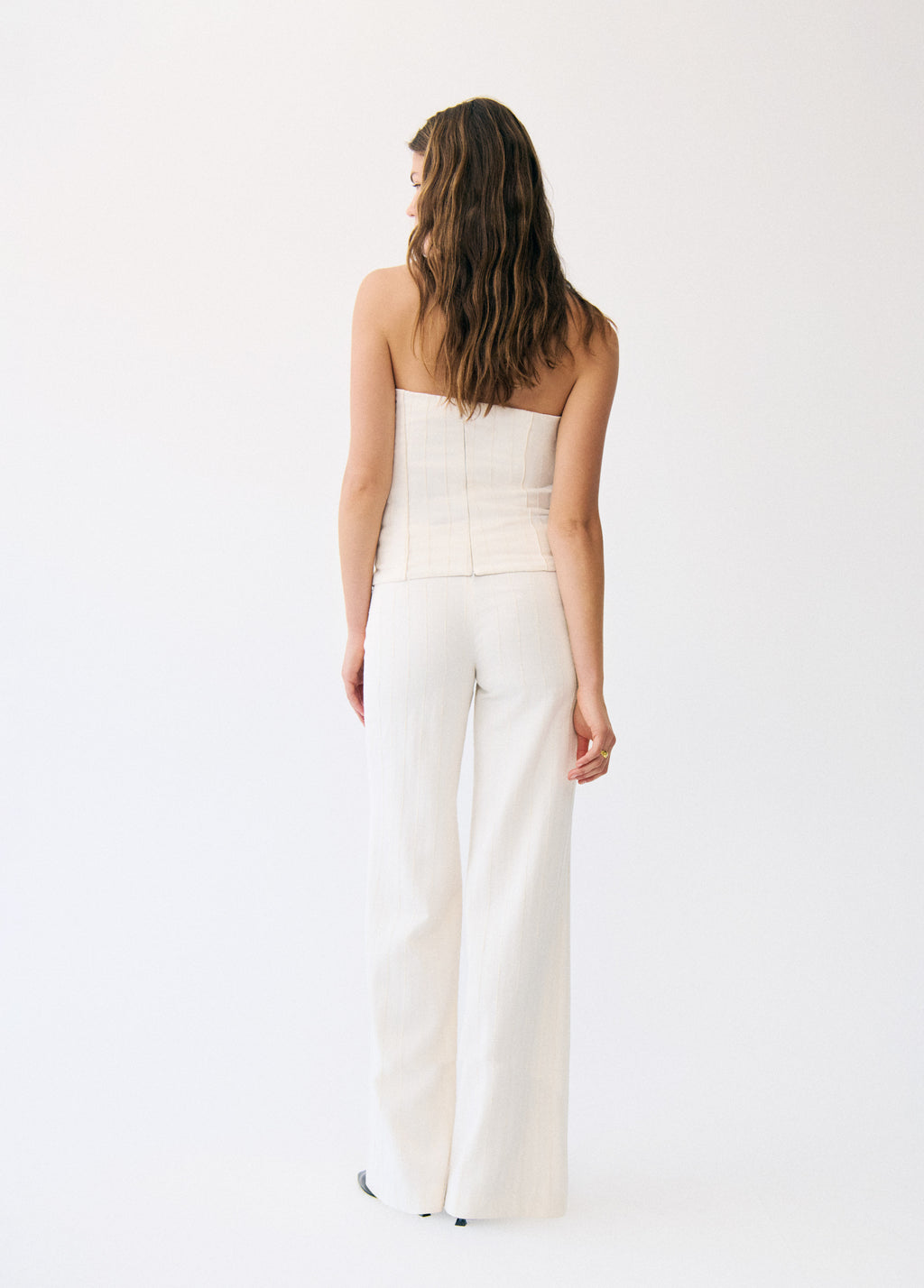 Pantalón tiro bajo tejido textura