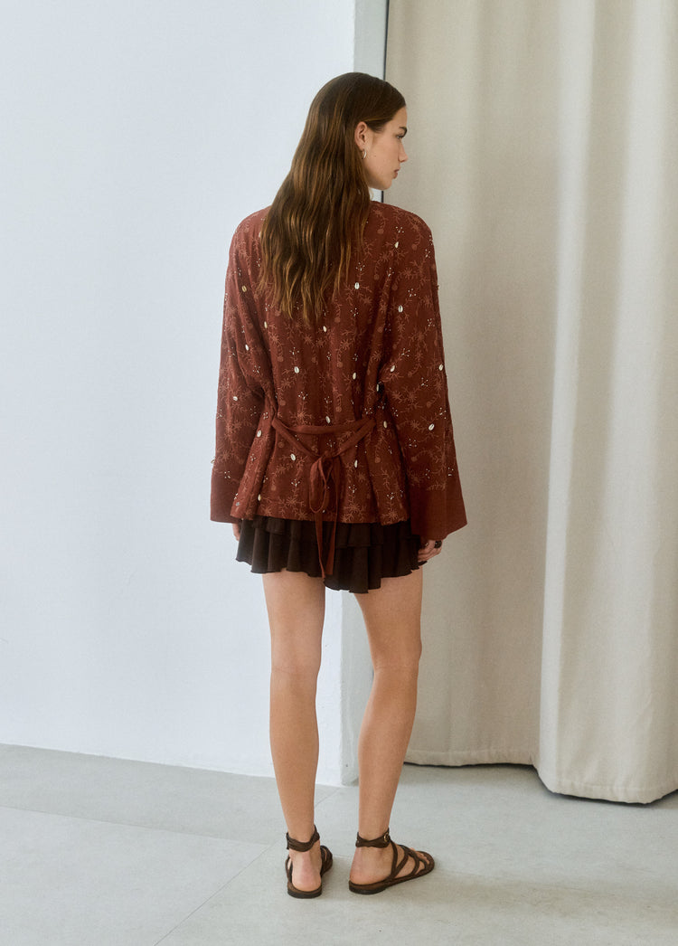 Chaqueta kaftan bordados pedrería