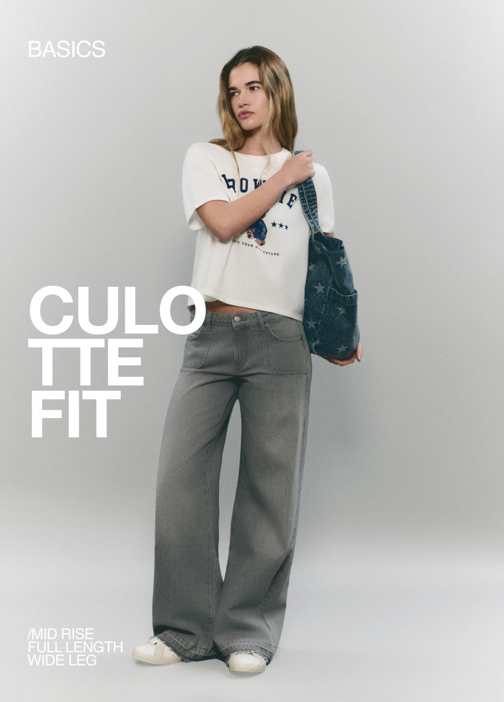 Jeans culotte con orlo sfilacciato