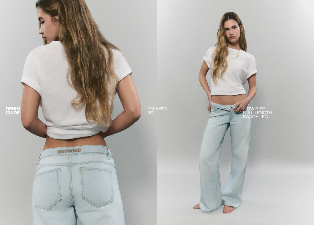 Jeans con risvolto in vita