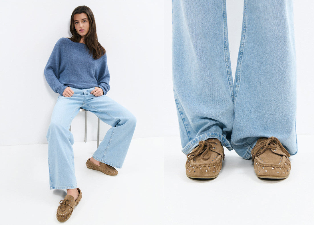 Mocasín flecos cuero