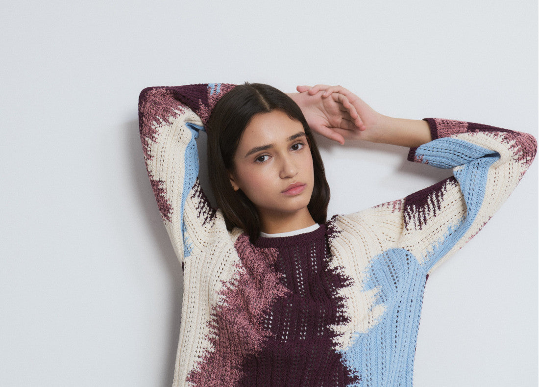 Colorful jacquard sweater