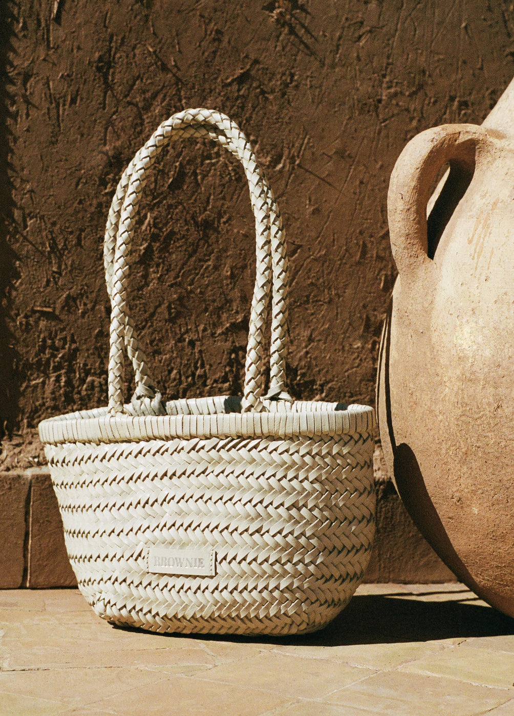 Shopper trenzado pequeño piel