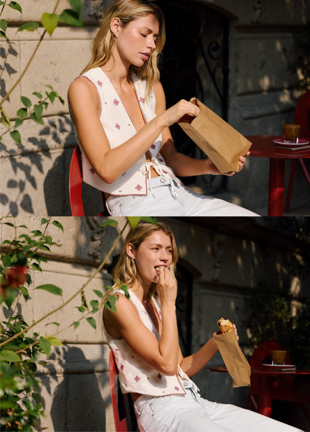 Embroidered border vest