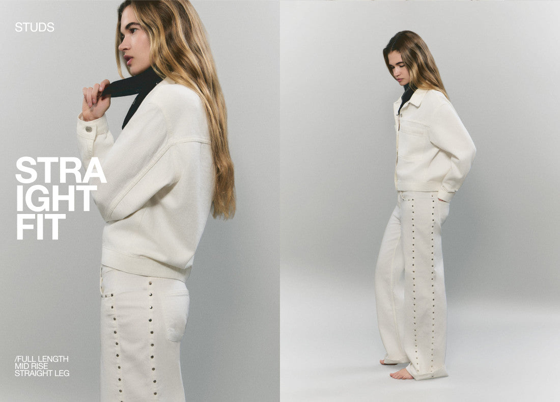 Pantaloni con pezzo laterale borchiato