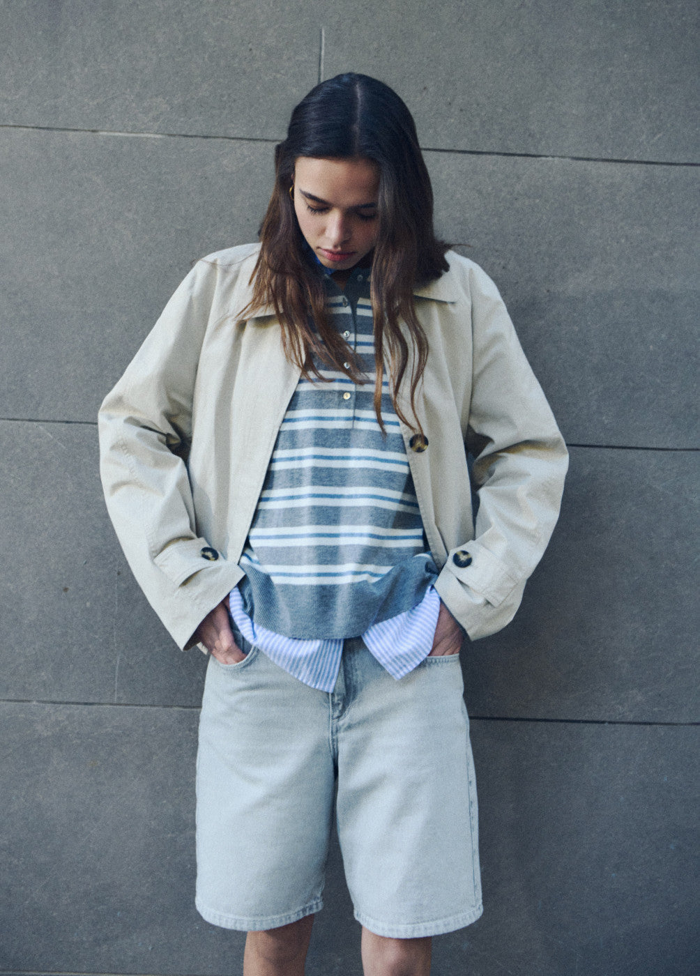 Striped polo sweater