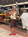 Long linen bermuda shorts