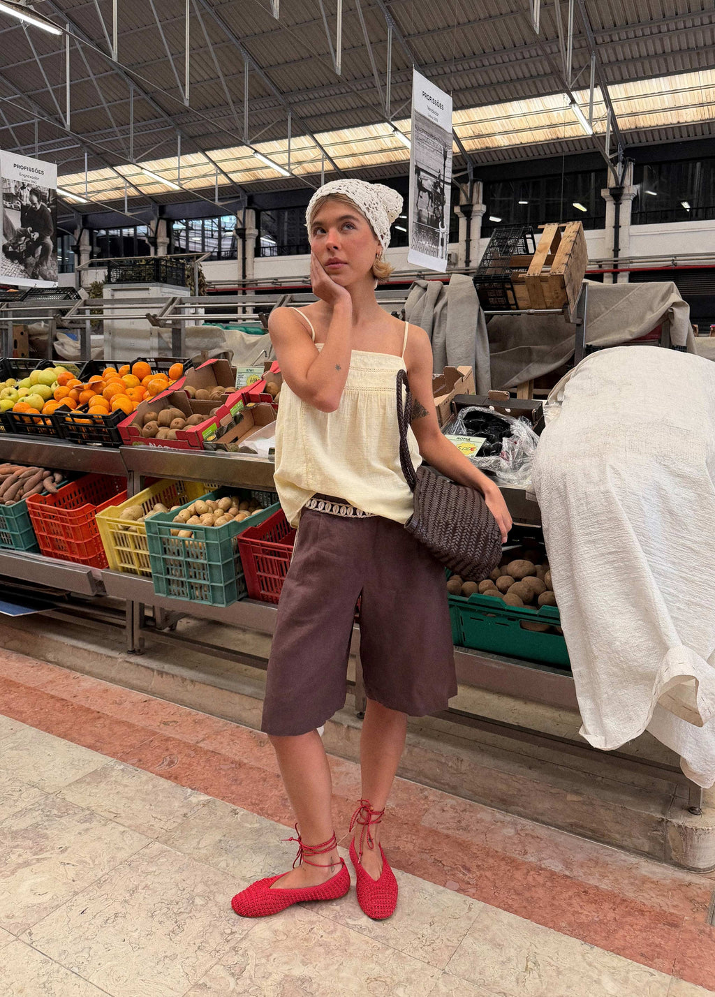 Long linen bermuda shorts