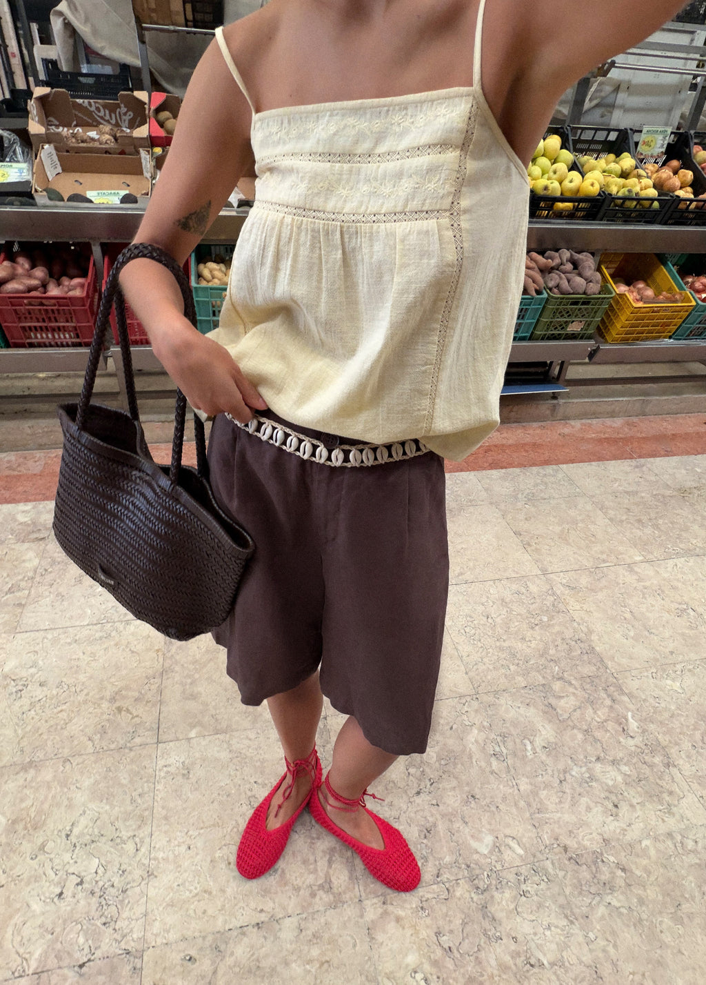 Long linen bermuda shorts