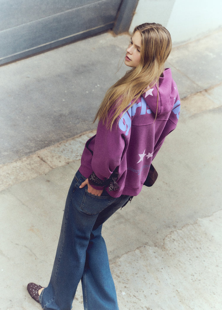 Sudadera print estrellas capucha