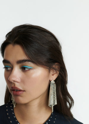 Metal mesh diamond earrings