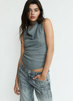 Top met rimpeldetail en studs