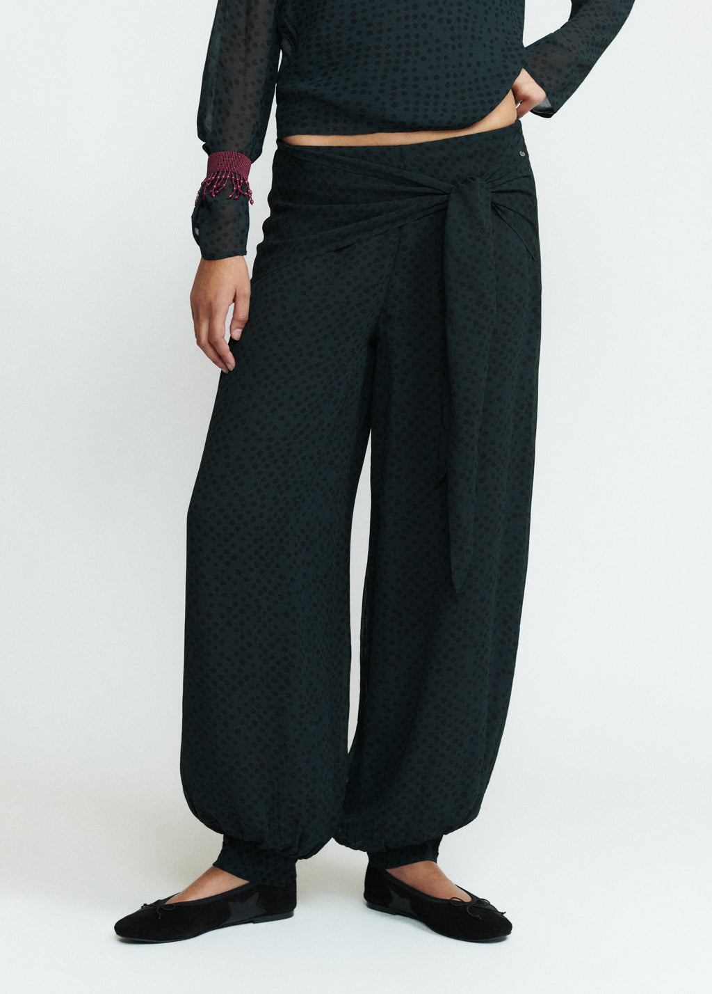Pantalón bombacho lazo cintura