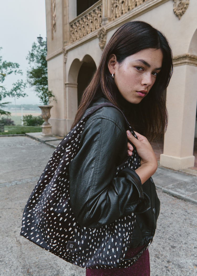 Animal print leather shoulder bag