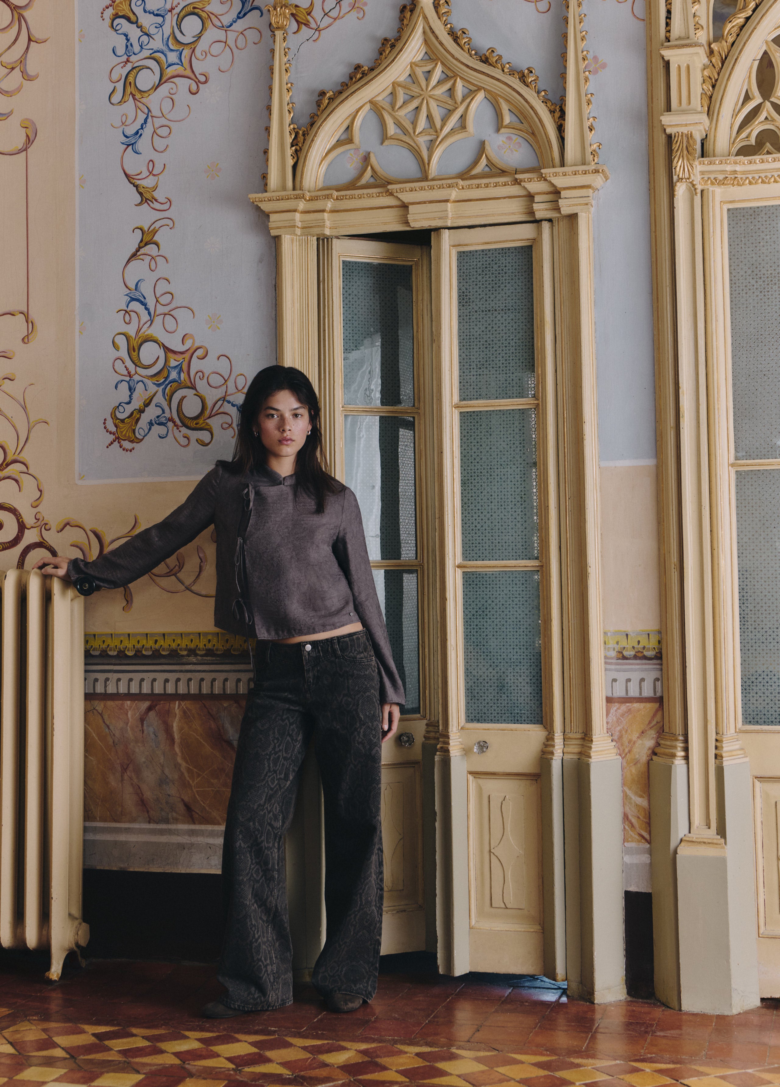 Straight animal print trousers
