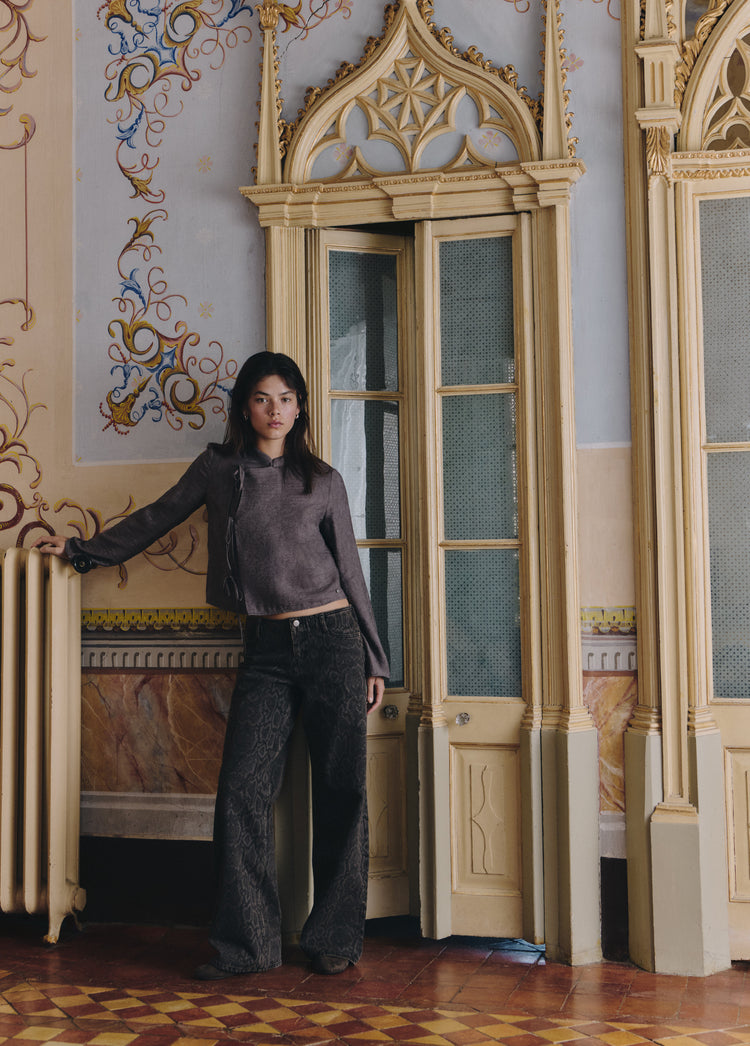 Jacquard blouse with bow details