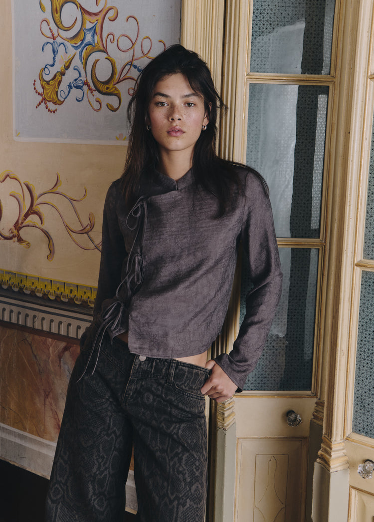 Straight animal print trousers
