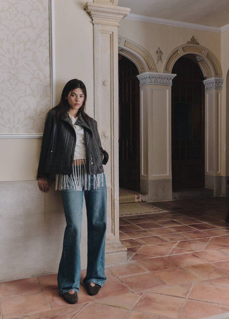 Chaqueta paño abotonada rayas