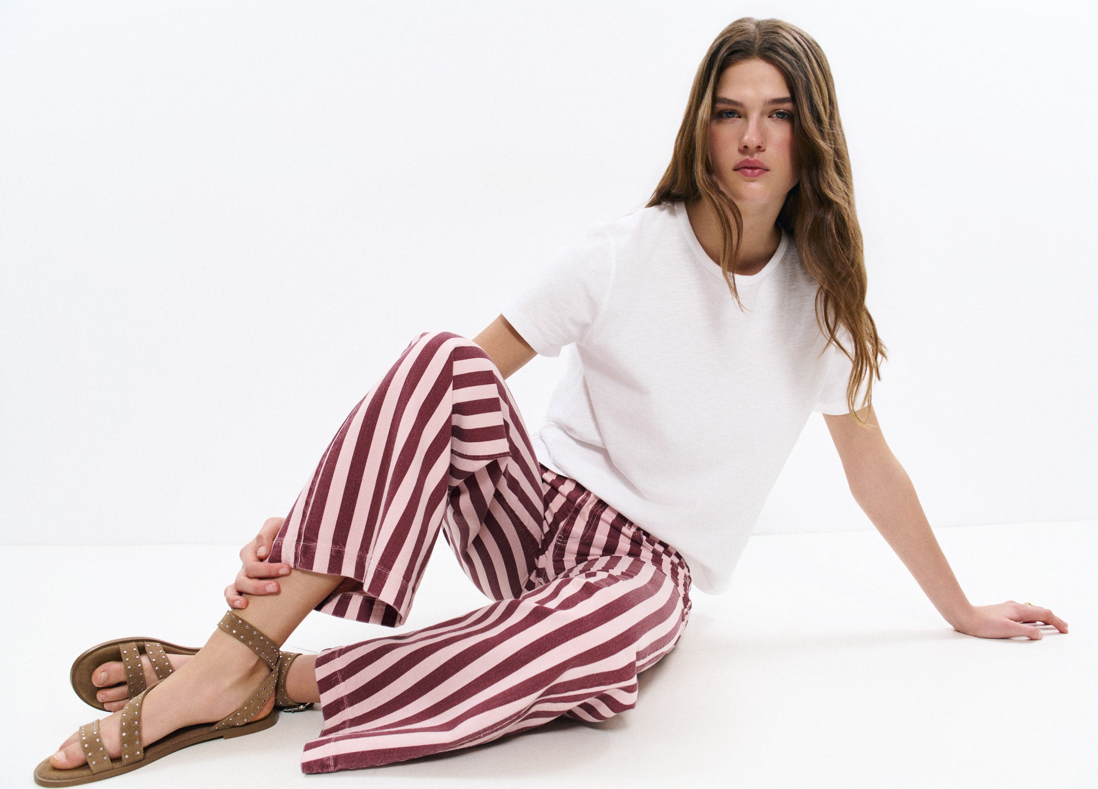 Pantalón recto estampado rayas