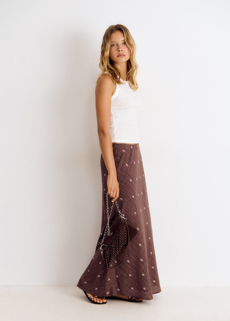 Long embroidered skirt