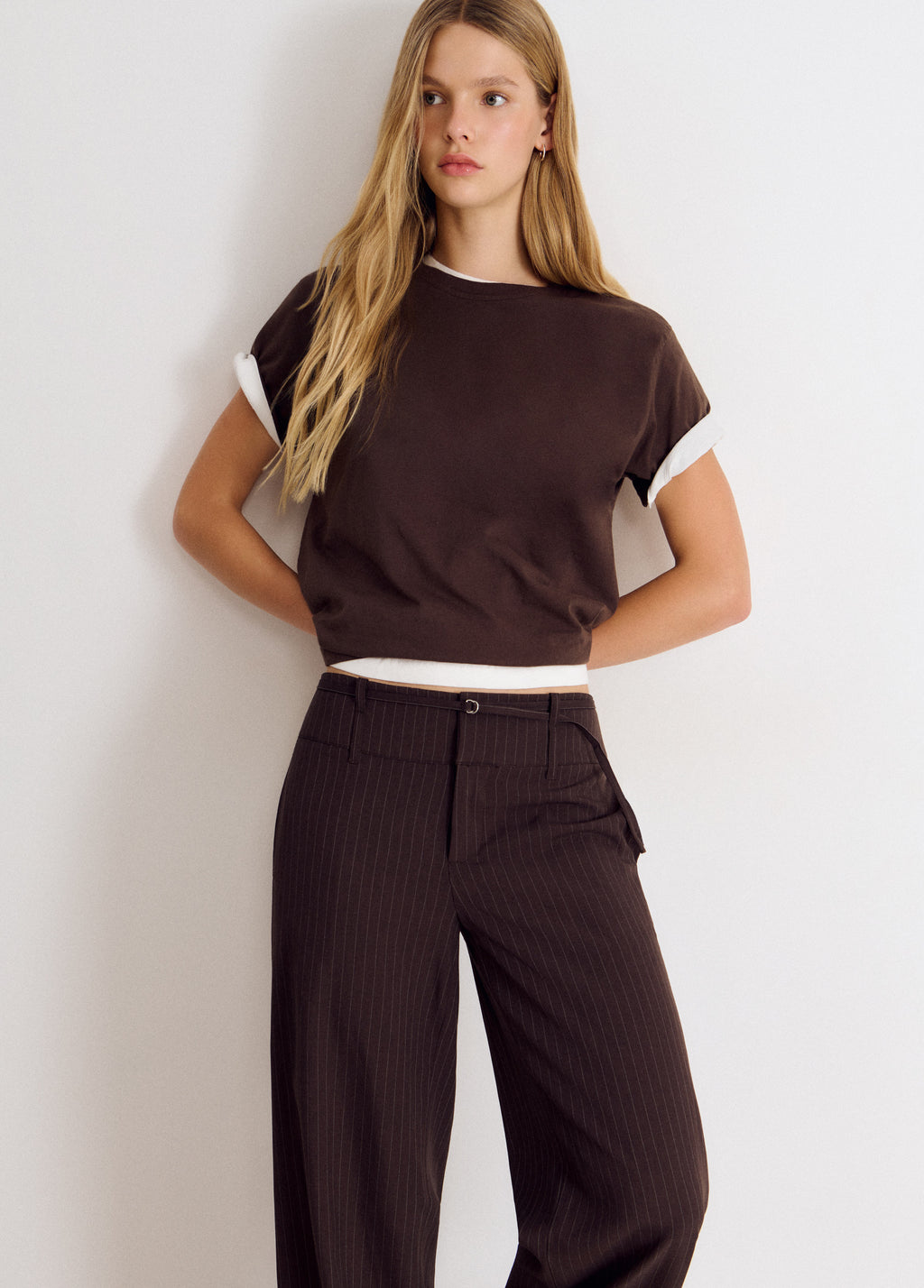 Pantalón raya diplomática cintura ancha