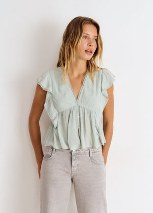 Blusa romántica volantes puntilla