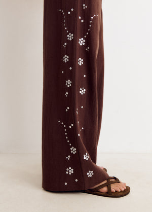 Fließende Hose mit seitlichen Pailletten-Details