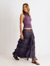 Long ruffled skirt