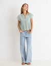Jeans droit brodé poches
