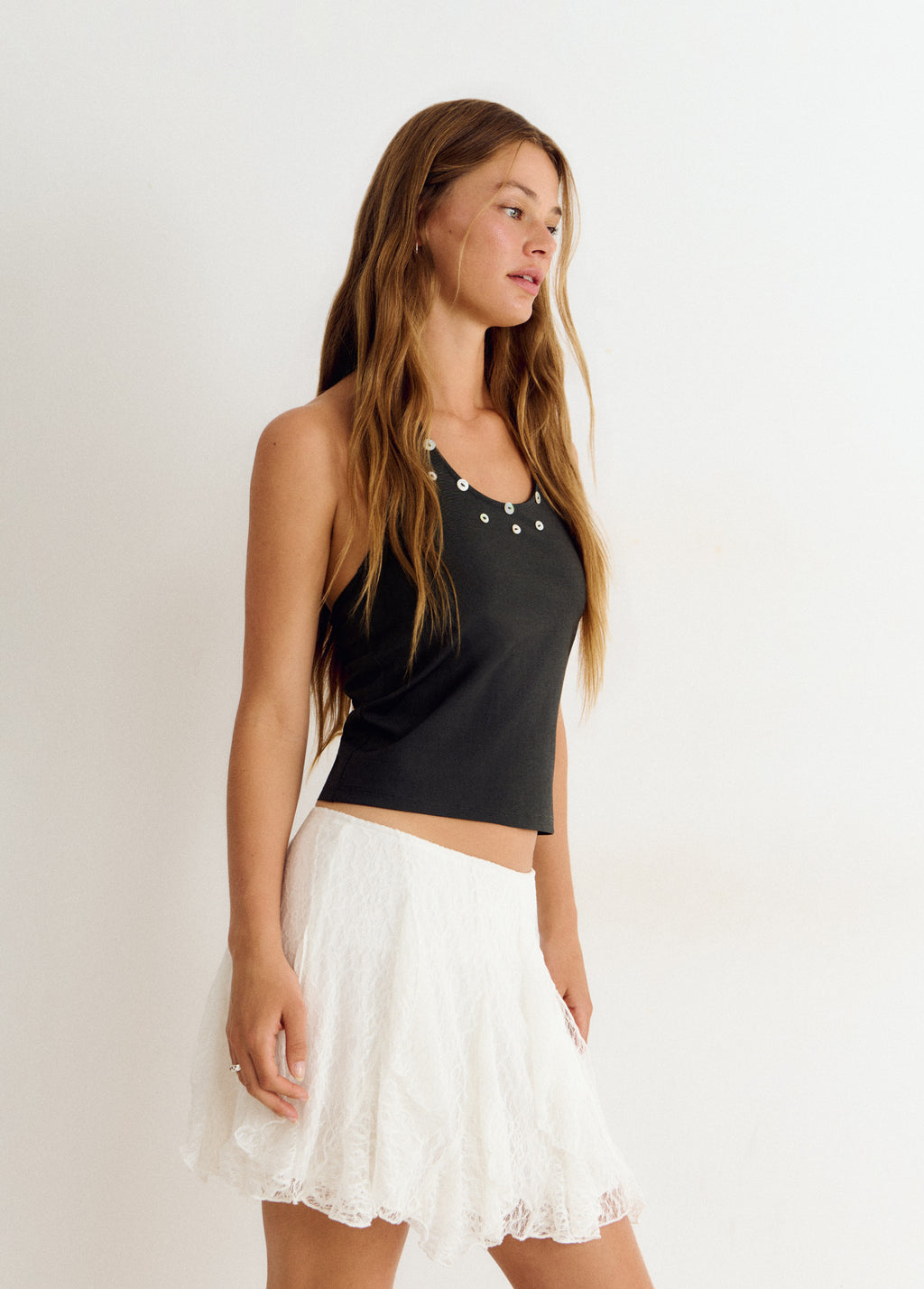 Lace ruffles skirt