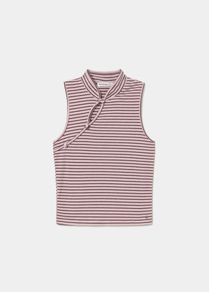 Camiseta raya tejida cuello abotonado