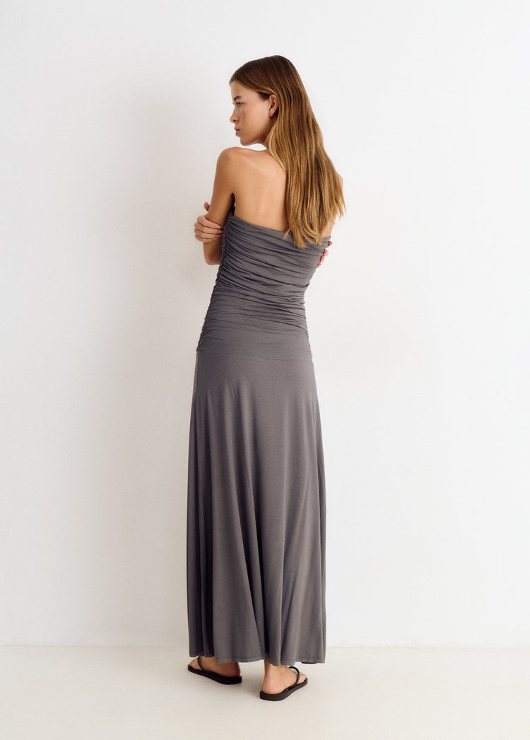 Vestido micromodal frunces largo