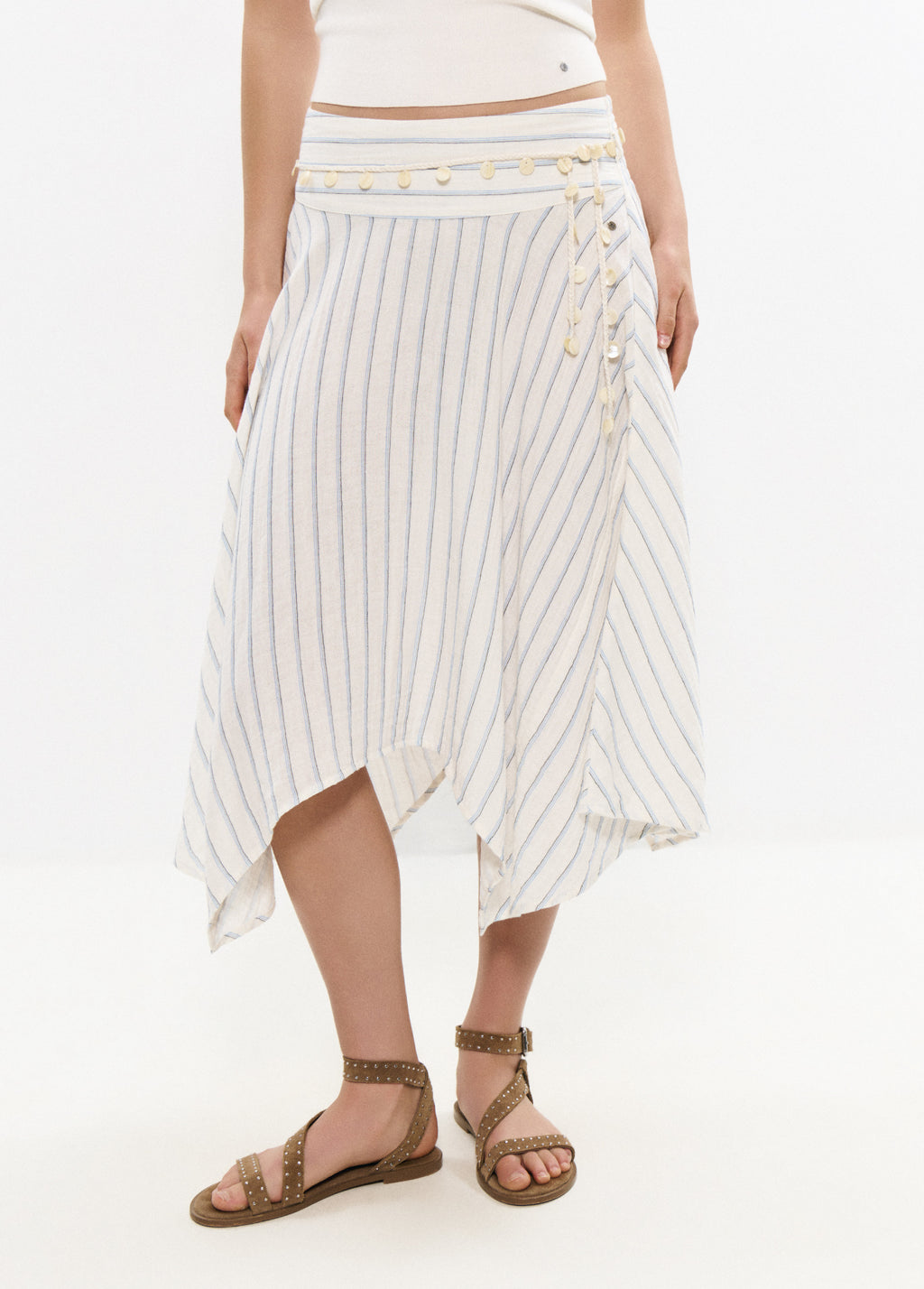 Striped midi skirt
