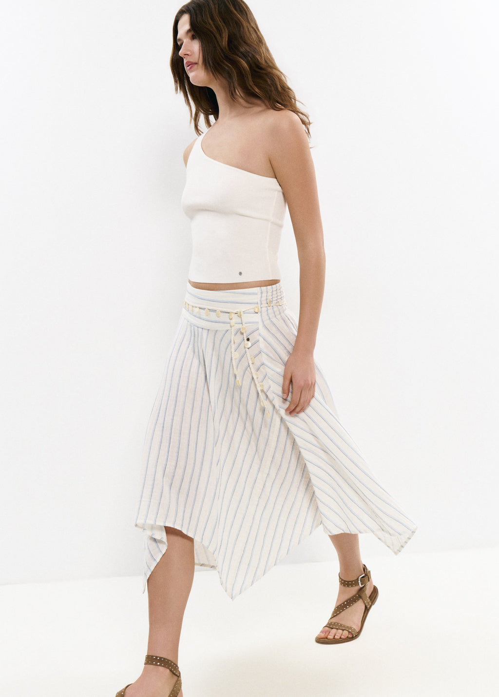 Striped midi skirt