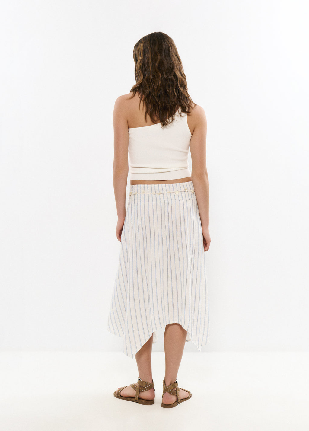 Striped midi skirt