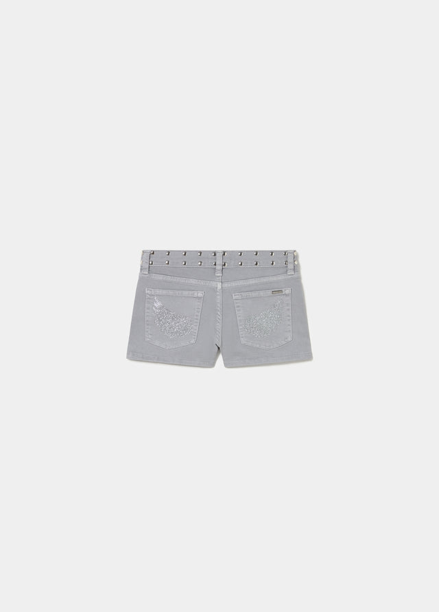 Short with five pockets, glitter studs