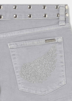 Five-pocket shorts with glitter studs