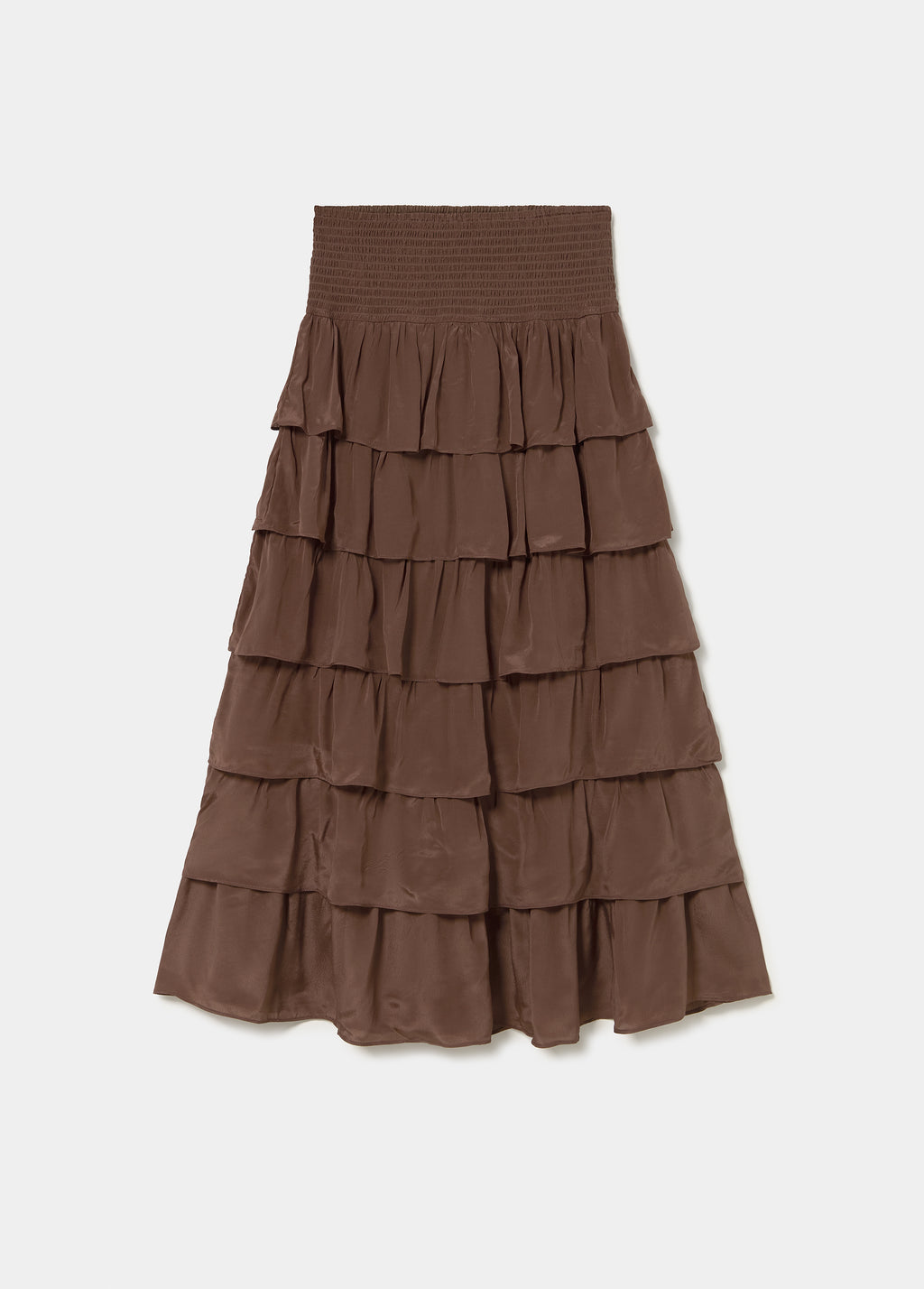 Long multi-ruffle skirt
