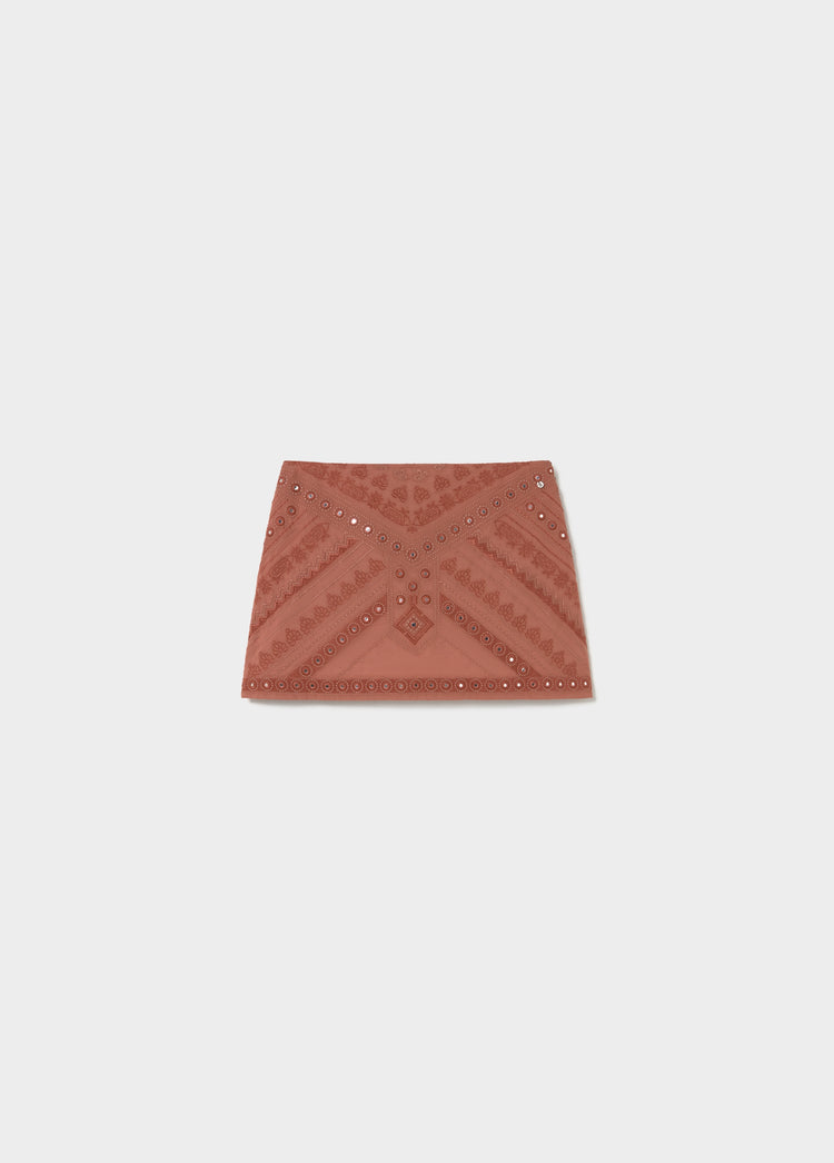 Embroidered skirt with mirrors