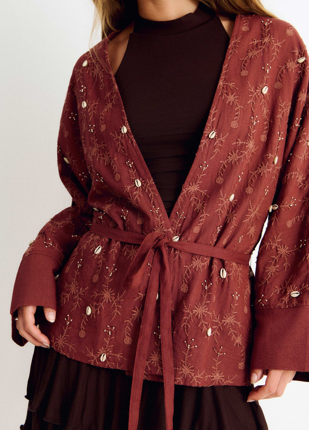 Jaqueta kaftan brodats pedreria